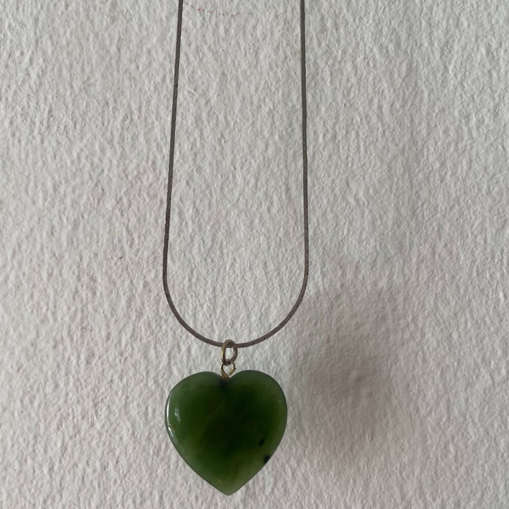 Green Jade Heart Pendant Necklace